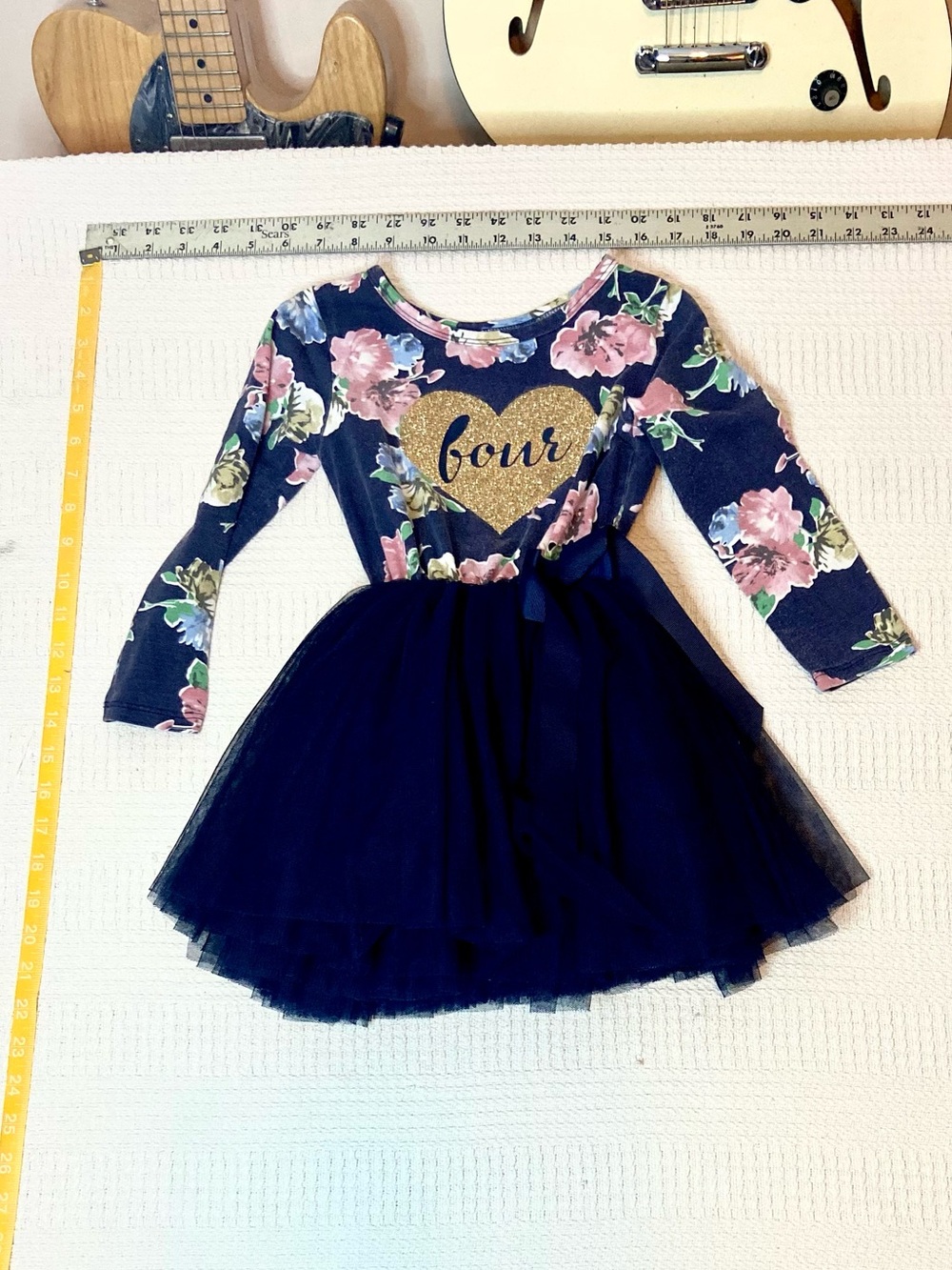 Navy Floral 4th Birthday Dress